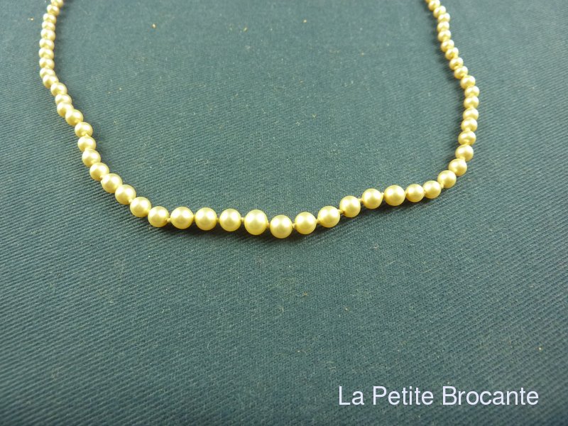 Collier Ancien En Perles - Longueur 9-15 Pouces, Occasion, Bijou Vintage Sans Marque